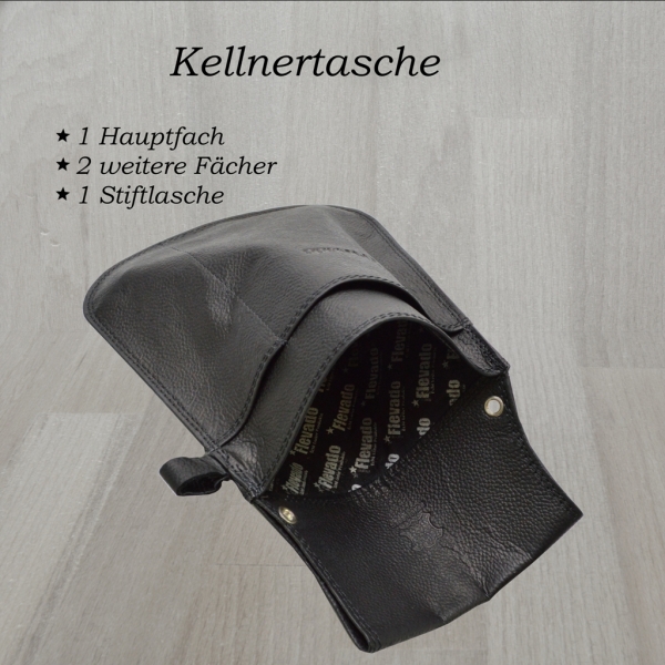 flevado Leder Gastronomie Kellner Halfter Tasche Colt Wild Tribes Only (Nappa Leder schwarz)